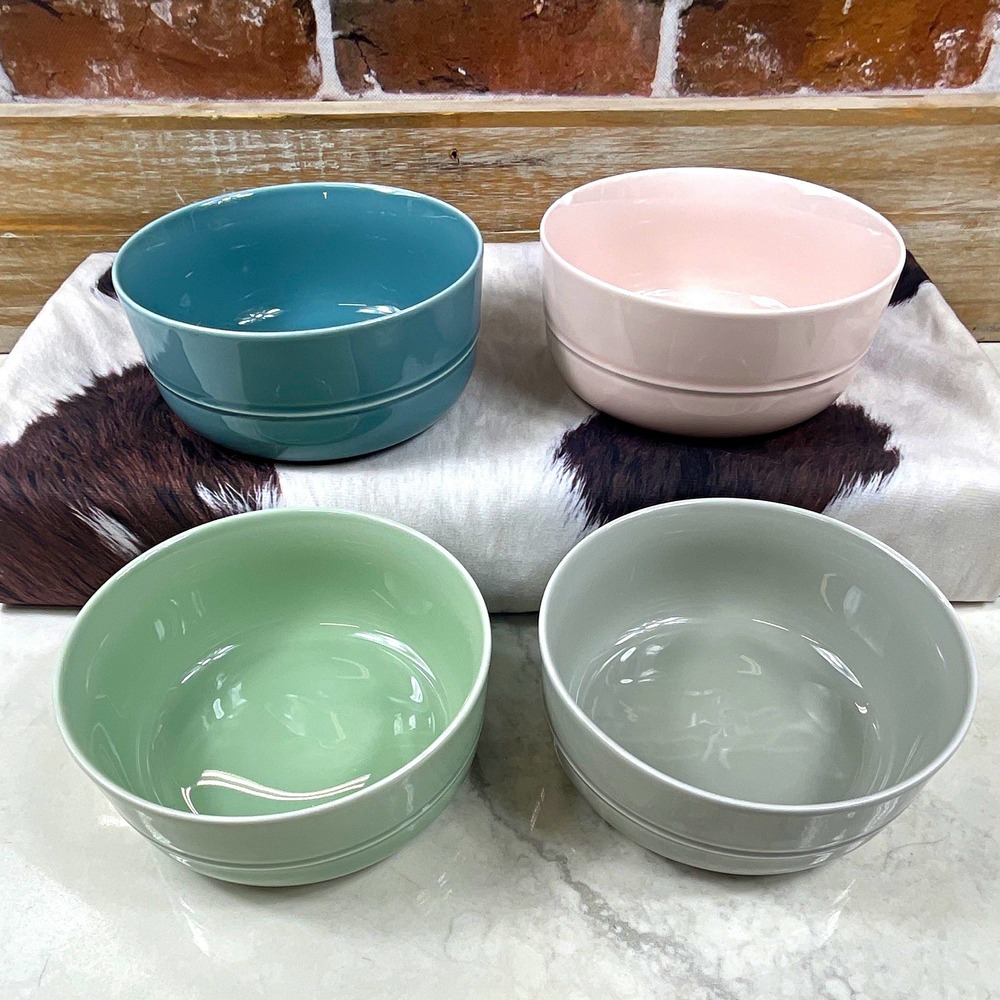 Crate & Barrel Aaron Probyn 4-Pc Ceramic Round Bowl Set Solid Multicolor 6 in